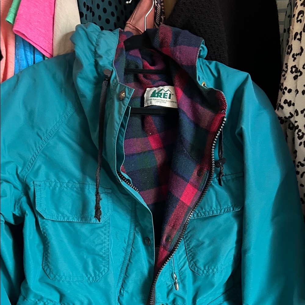 REI Teal Women's Jacket with Plaid Lining